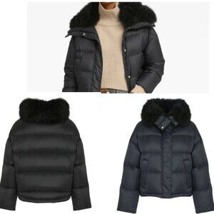 Black womans Yves Salomon coat